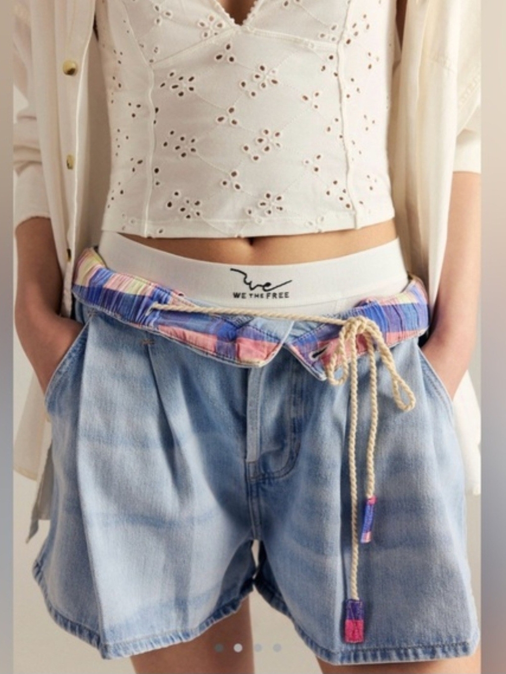 NWT We The Free Light Blue Denim Shorts Sz S 14 Inch Waist W/stretch. Very Soft!